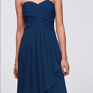 Short Crinkle Chiffon Dress with Front Cascade